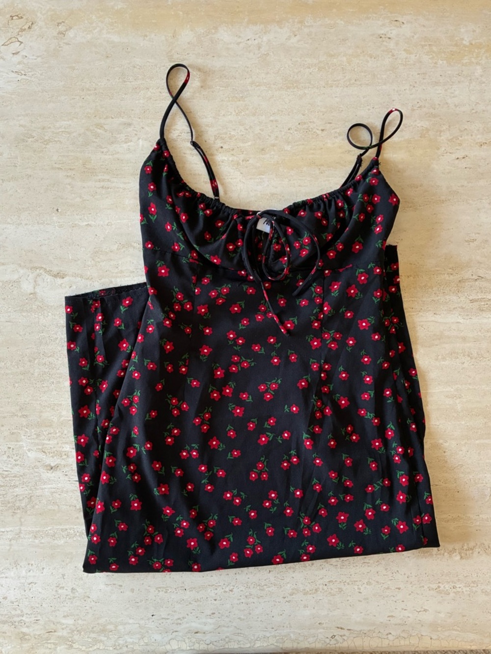 Black Floral Midi Dress